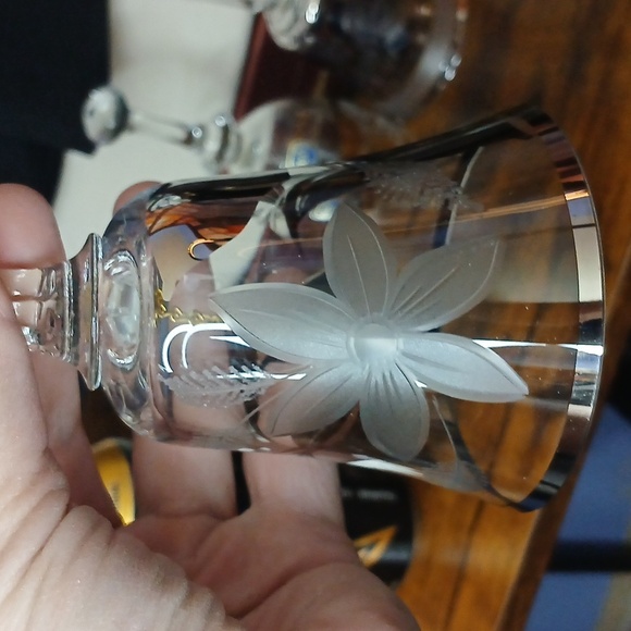 Vintage Bohemia clan crystal fine silver etched floral bell - Picture 5 of 10